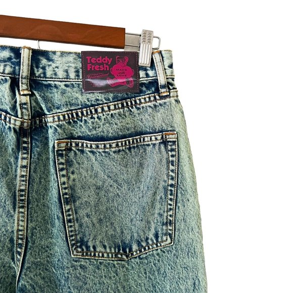 Teddy Fresh High-Rise Straight-Leg Acid Wash Jeans In Vintage Green Size 29 - Picture 9 of 15